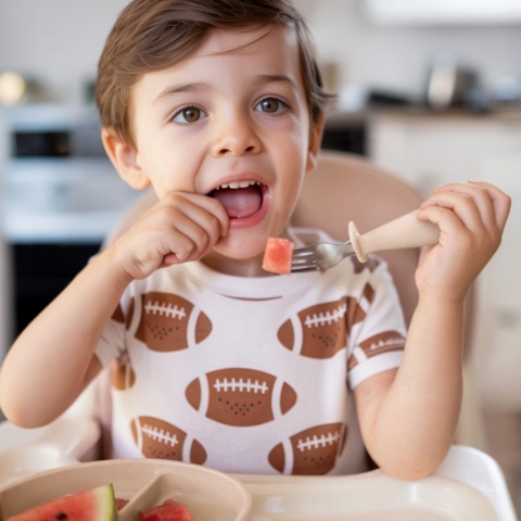 Sztućce dla dzieci ergonomiczne ze stali nierdzewnej Babyono beżowe 12+