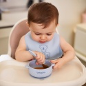 Talerzyk z przyssawką BabyOno silikonowa miseczka z przykrywką niebieska 6+