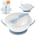 Talerzyk z przyssawką Babyono miseczka z łyżeczką do karmienia niebieski