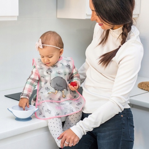 Talerzyk z przyssawką Babyono miseczka z łyżeczką do karmienia niebieski