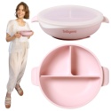 Talerzyk z przyssawką Babyono silikonowy z przykrywką do nauki różowy 6+