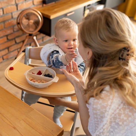 Talerzyk z przyssawką Babyono silikonowy z przykrywką do nauki beżowy 6+