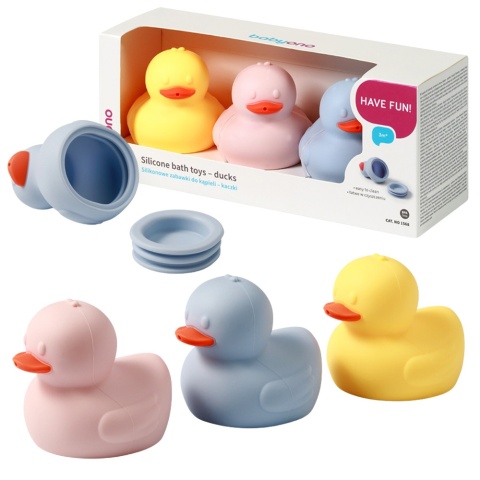 Zabawki do kąpieli dla dzieci BabyOno gumowe kaczuszki 3 szt. 3 kolory 3+