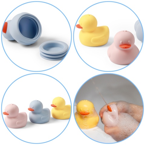 Zabawki do kąpieli dla dzieci BabyOno gumowe kaczuszki 3 szt. 3 kolory 3+