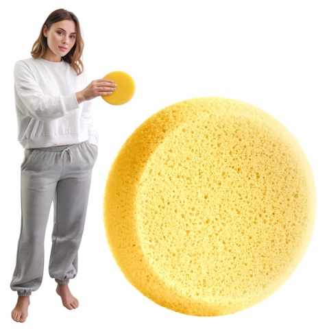 Gąbka do kąpieli Akuku delikatna do mycia niemowląt 9 x 4 cm żólta 0+