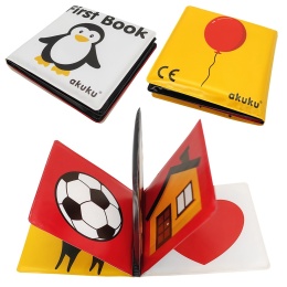 Książeczka sensoryczna Akuku edukacyjna miękka do wody piszcząca First Book