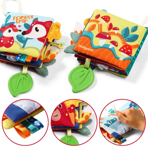 Książeczka sensoryczna Babyono z gryzakiem i zawieszką Wycieczka do lasu