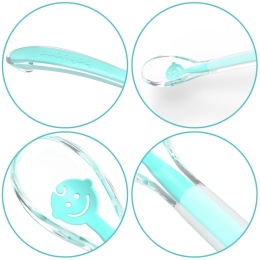 Łyżeczka dla niemowląt do karmienia Babyono miękka silikonowa niebieska