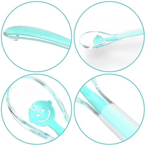 Łyżeczka dla niemowląt do karmienia Babyono miękka silikonowa niebieska