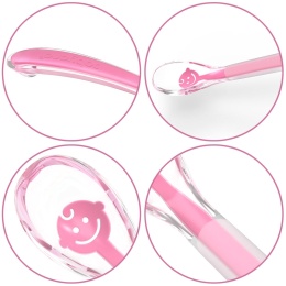 Łyżeczka dla niemowląt do karmienia Babyono miękka silikonowa różowa