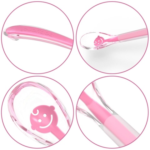 Łyżeczka dla niemowląt do karmienia Babyono miękka silikonowa różowa