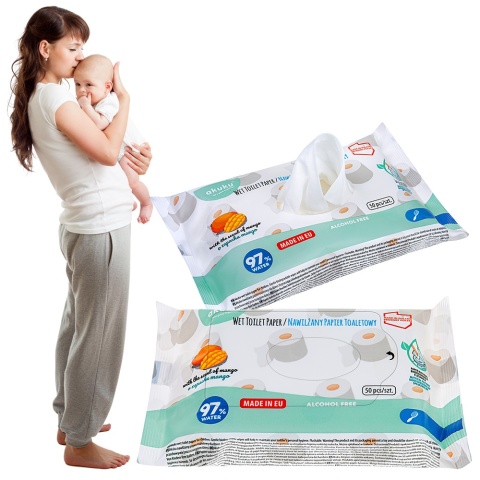 Nawilżany papier toaletowy Akuku spłukiwalny biodegradowalny 50 szt