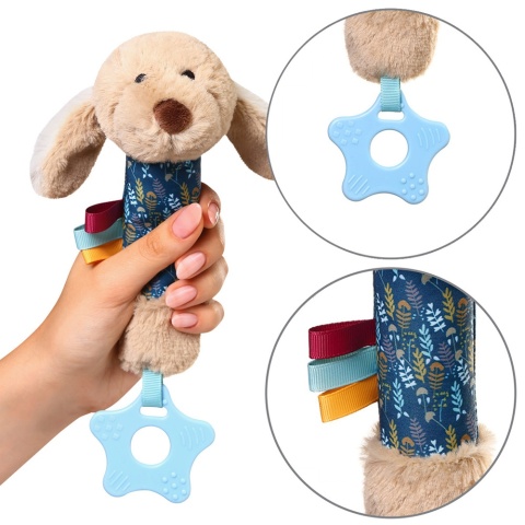 Pluszak przytulanka grzechotka Babyono sensoryczna z gryzakiem Dog Willy