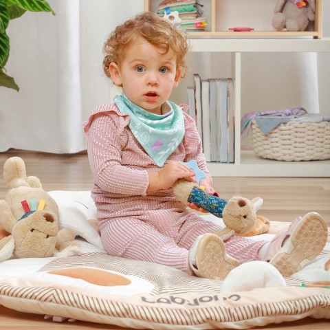 Pluszak przytulanka grzechotka Babyono sensoryczna z gryzakiem Dog Willy