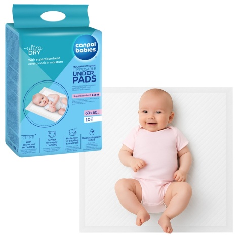 Podkłady higieniczne Canpol 60 x 60 cm wielofunkcyjne uniwersalne 10 szt.