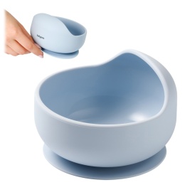 Talerzyk z przyssawką BabyOno silikonowa miseczka do nauki jedzenia błękit