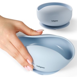 Talerzyk z przyssawką BabyOno silikonowa miseczka do nauki jedzenia błękit