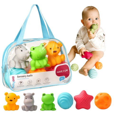 Zabawki sensoryczne Babyono gumowe kolorowe zwierzątka kształty 6 szt.