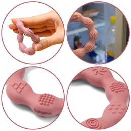 Gryzak sensoryczny BabyOno silikonowy na ząbkowanie do chłodzenia różowy