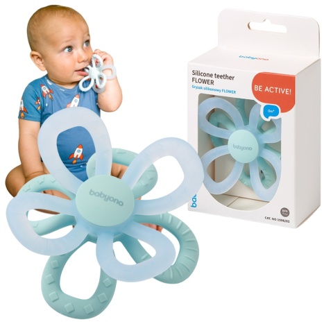 Gryzak sensoryczny silikonowy BabyOno na ząbkowanie do chłodzenia niebieski