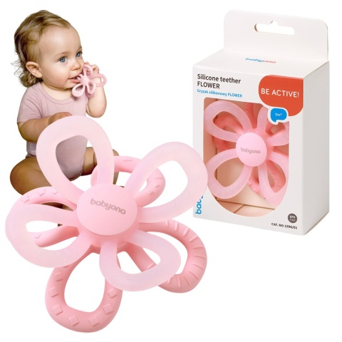 Gryzak sensoryczny silikonowy BabyOno na ząbkowanie do chłodzenia różowy