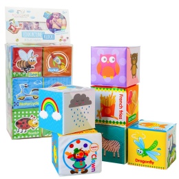 Klocki sensoryczne Bocioland edukacyjne miękkie kolorowe obrazki 6 szt. 3+