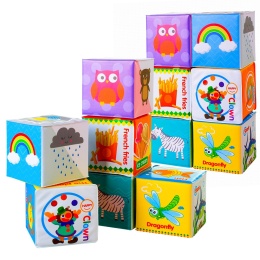 Klocki sensoryczne Bocioland edukacyjne miękkie kolorowe obrazki 6 szt. 3+