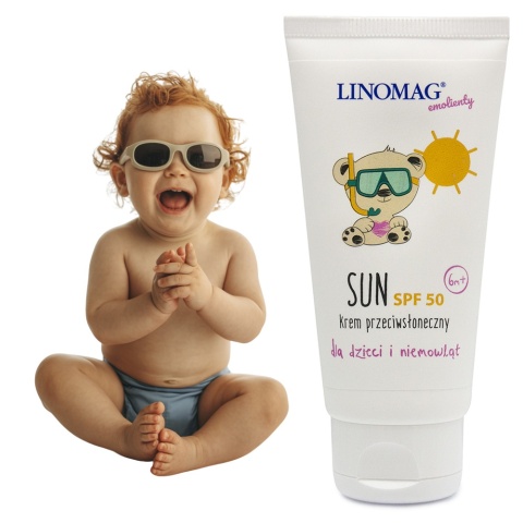 Krem z filtrem SPF50 50 dla dzieci Linomag witamina E olej lniany 6m+ 50ml