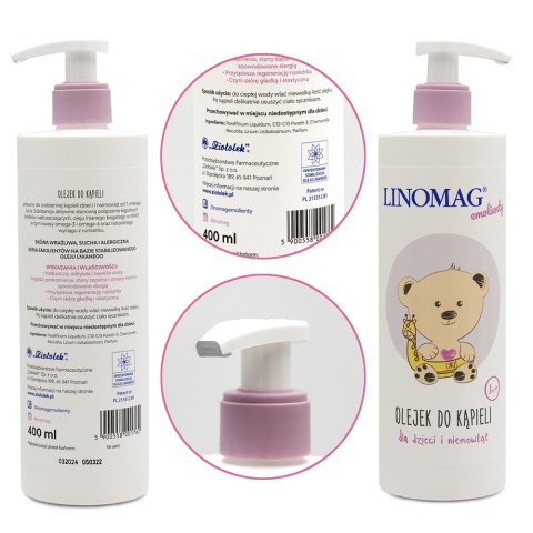Linomag Olejek do kąpieli niemowląt i dzieci rumianek olej lniany 400ml