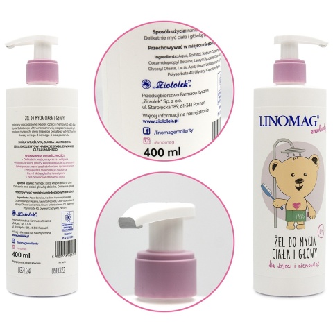 Linomag Żel do mycia ciała i głowy dla dzieci i nimowląt olej lniany 400ml
