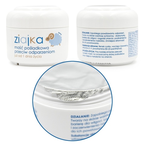 Maść pośladkowa Ziajka przeciw odparzeniom tlenek cynku witamina E+F 50ml