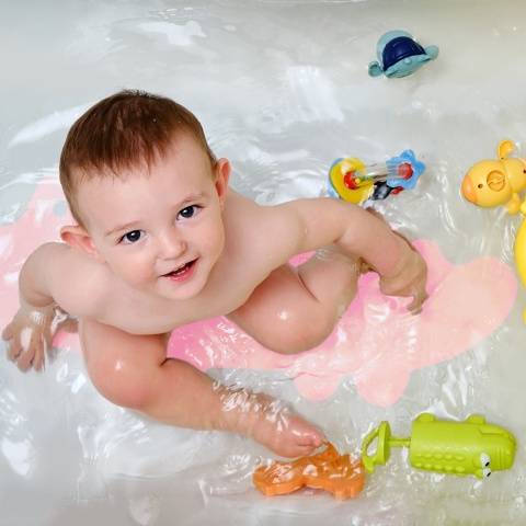 Mata antypoślizgowa do wanny dla dzieci Bocioland różowy krokodyl 90 cm