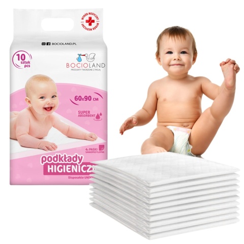 Podkłady ochronne do przewijania Bocioland higieniczne chłonne 60x90 10 szt