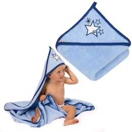 Ręcznik kąpielowy z kapturem Akuku okrycie kąpielowe bawełna 100x100 niebo