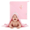 Ręcznik kąpielowy z kapturem Bocioland okrycie różowy króliczek 100x100