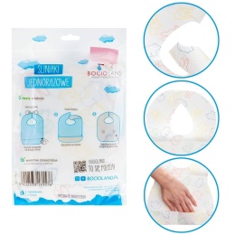 Śliniak jednorazowy z kieszonką Bocioland zapinany na rzep miękki 10 szt