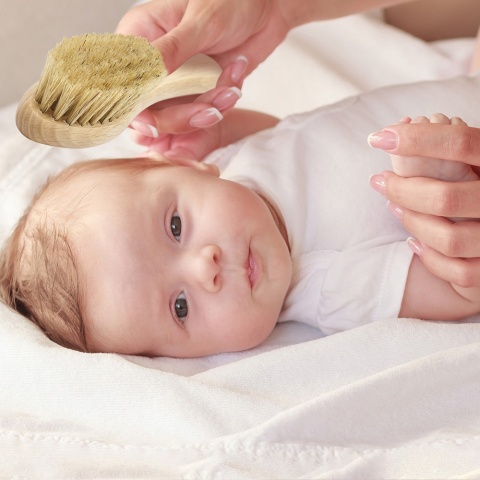 Szczotka do włosów dla niemowląt na ciemieniuchę ze szczeciny Bocioland