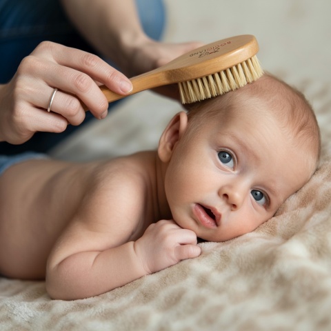 Szczotka do włosów dla niemowląt na ciemieniuchę ze szczeciny Bocioland