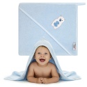 Ręcznik kąpielowy z kapturem Bocioland okrycie niebieski miś 100x100