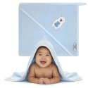 Ręcznik kąpielowy z kapturem Bocioland okrycie niebieski miś 80x80