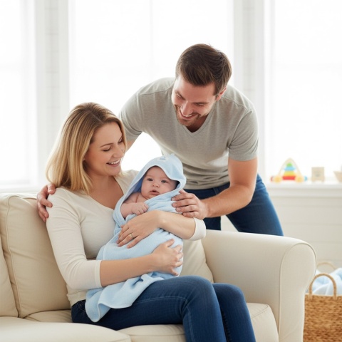 Ręcznik kąpielowy z kapturem Bocioland okrycie niebieski miś 80x80