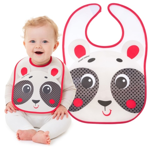 Śliniak fartuszek Canpol Babies ceratkowy zmywalny na rzep szary miś 6+