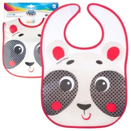 Śliniak fartuszek Canpol Babies ceratkowy zmywalny na rzep szary miś 6+