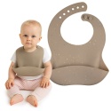 Śliniak silikonowy Canpol Babies z kieszenią regulowany zapinany beżowy 4+