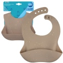 Śliniak silikonowy Canpol Babies z kieszenią regulowany zapinany beżowy 4+