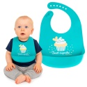 Śliniak silikonowy Canpol z kieszenią regulowany zapinany turkusowy 4+