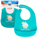 Śliniak silikonowy Canpol z kieszenią regulowany zapinany turkusowy 4+