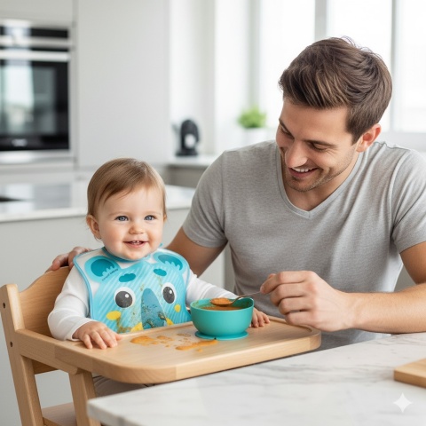 Śliniak fartuszek Canpol Babies ceratkowy zmywalny na rzep turkusowy miś 6+