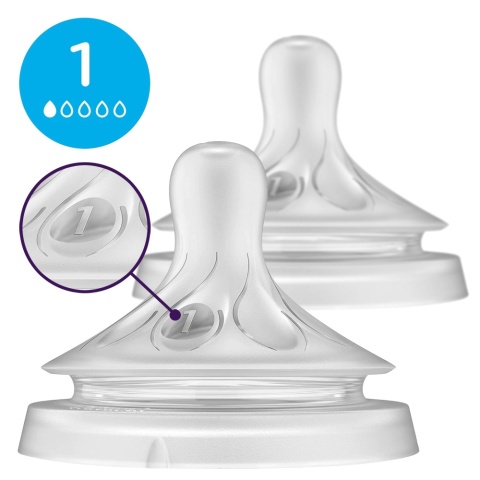 Smoczek Avent do butelki szeroki bardzo wolny dla wcześniaków 0+ 2pak
