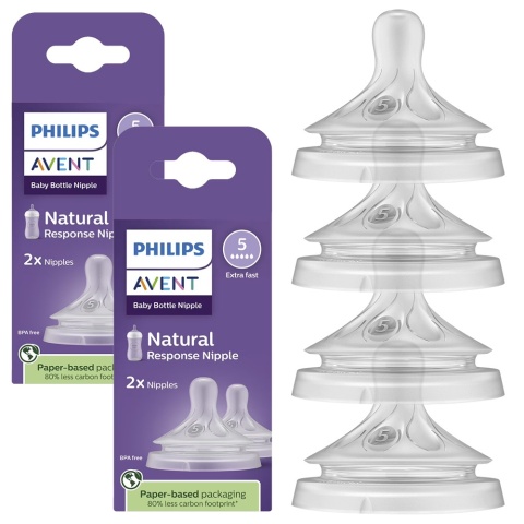 Smoczek Avent do butelki szeroki szybki Philips Natural Response 6+ 2pak x2